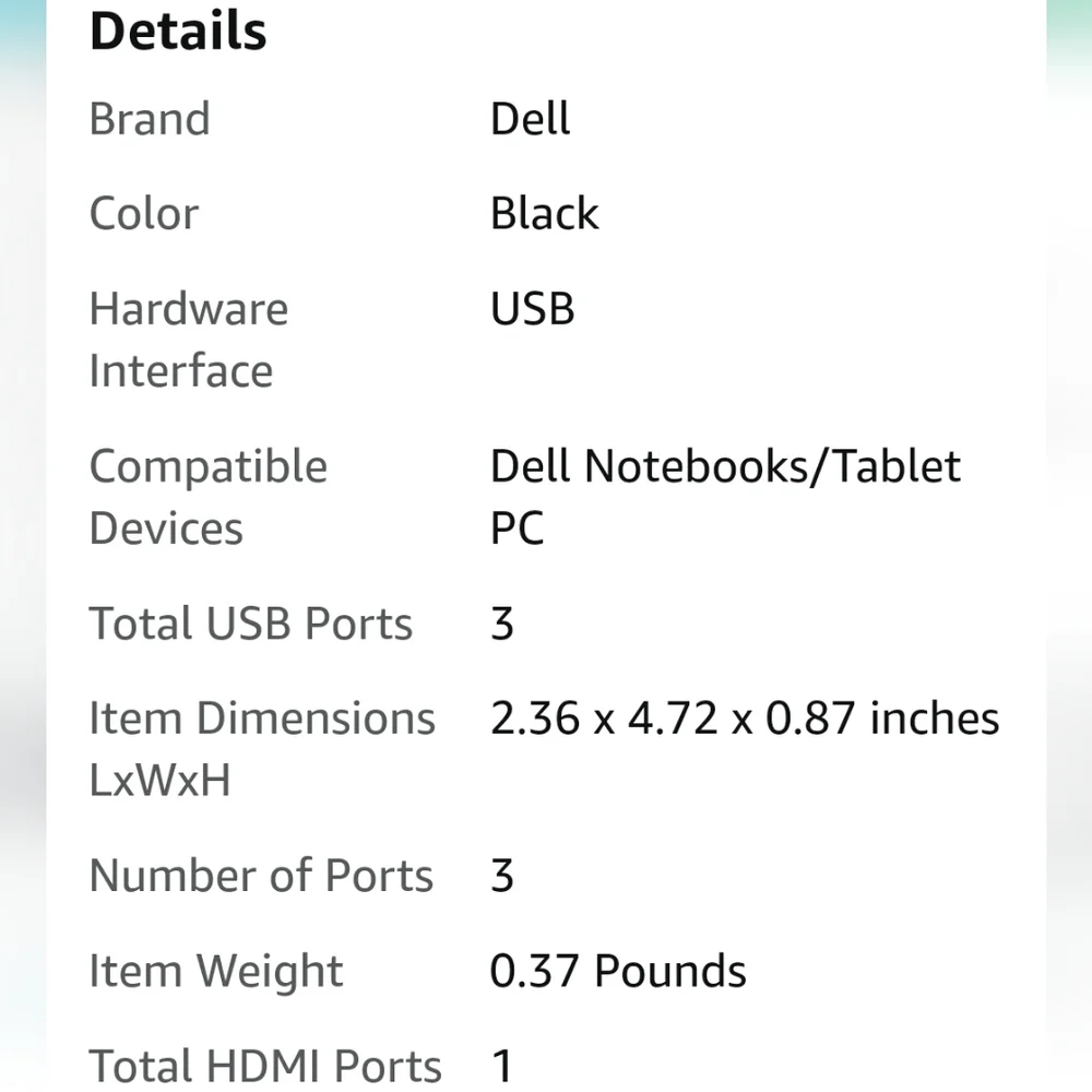 Dell USB 3.0 Full HD Dual Video Docking Station Universal Dock D1000-EUC